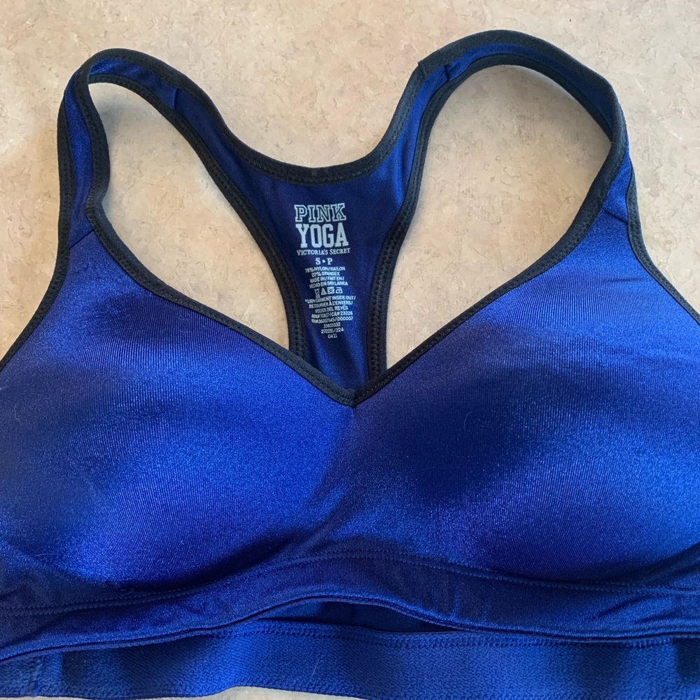 Glitter blue padded yoga sports bra